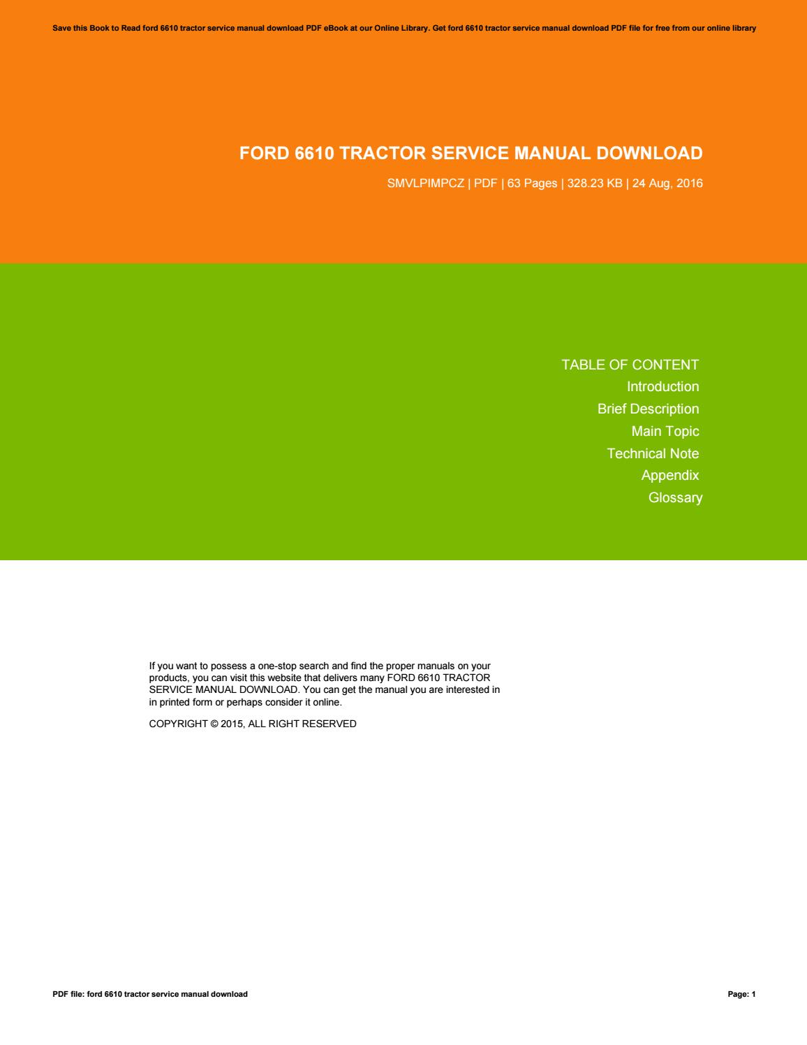 Ford 6610 tractor repair manual
