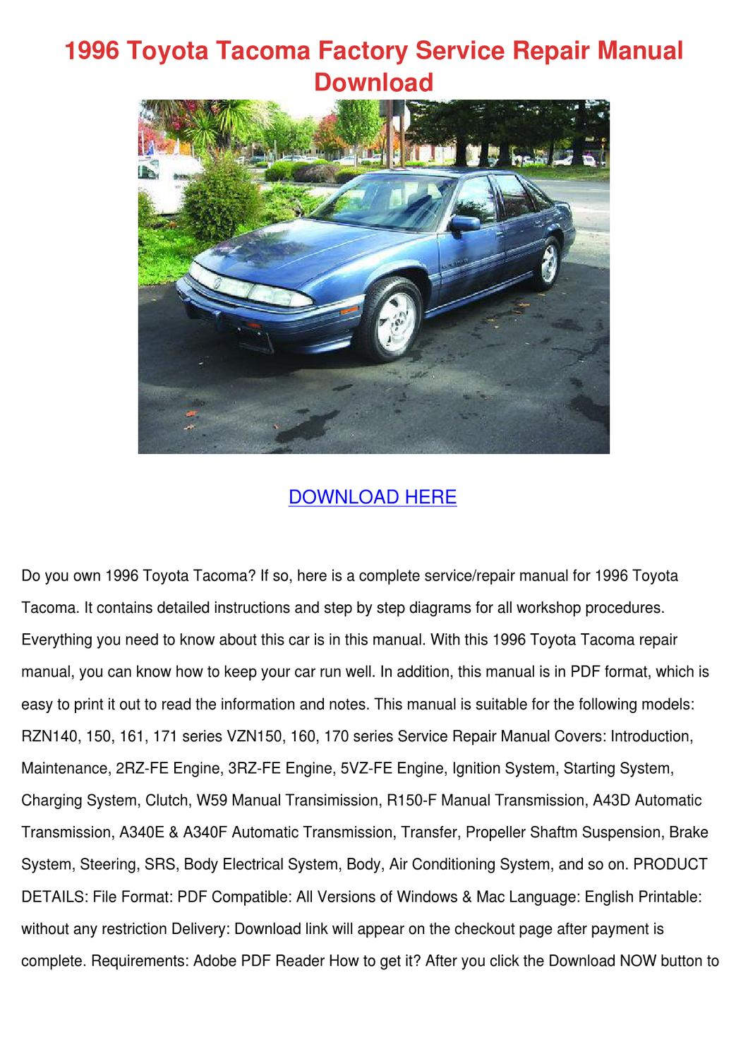 1996 Toyota Tacoma Manual Download